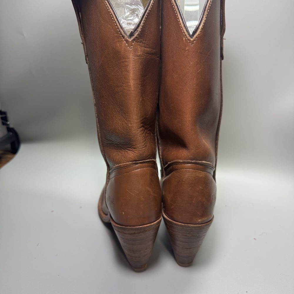Vintage Frye 7895 Women's 7 B  Brown Cognac  Leather Western Cowgirl‎ Heel Boots - Picture 5 of 8